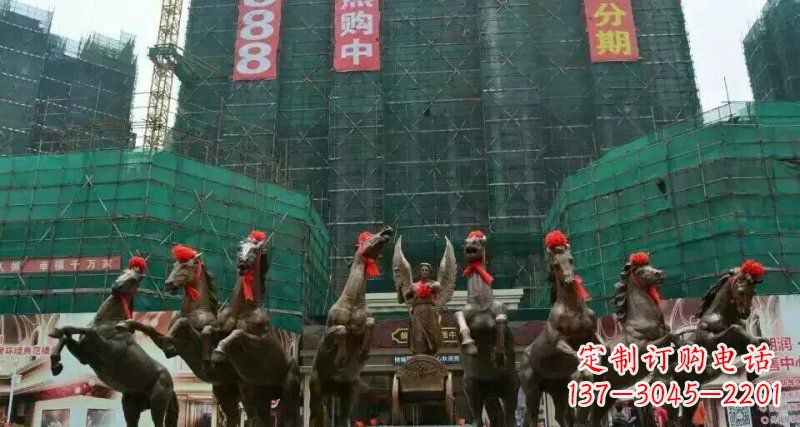 金华阿波罗八匹马踏浪而来景观马群铜雕