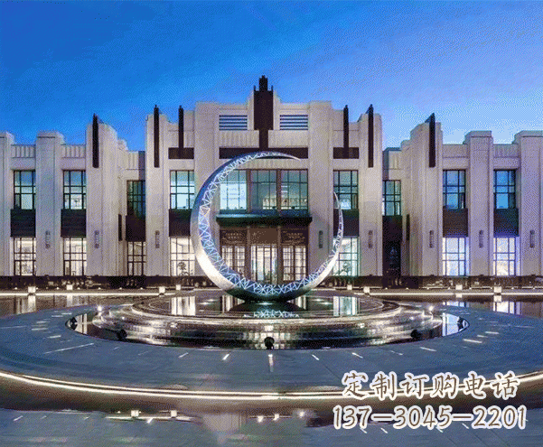 金华城市不锈钢月亮摆件雕塑