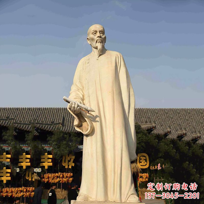 金华清代画家郑板桥石雕塑——中国历史名人汉白玉雕像