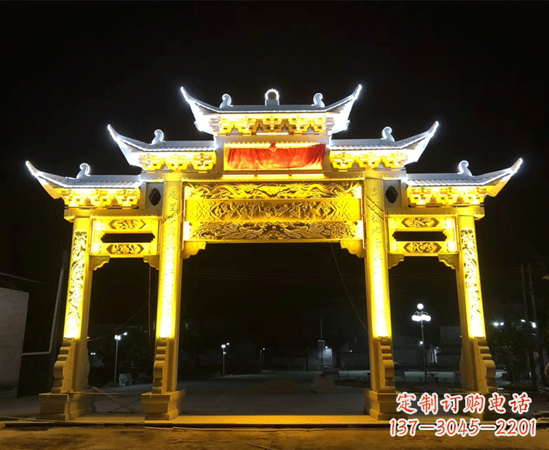 金华石雕古代牌坊云头柱