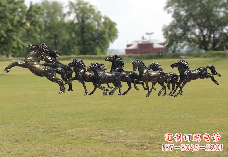 金华八骏图八匹马群铜雕