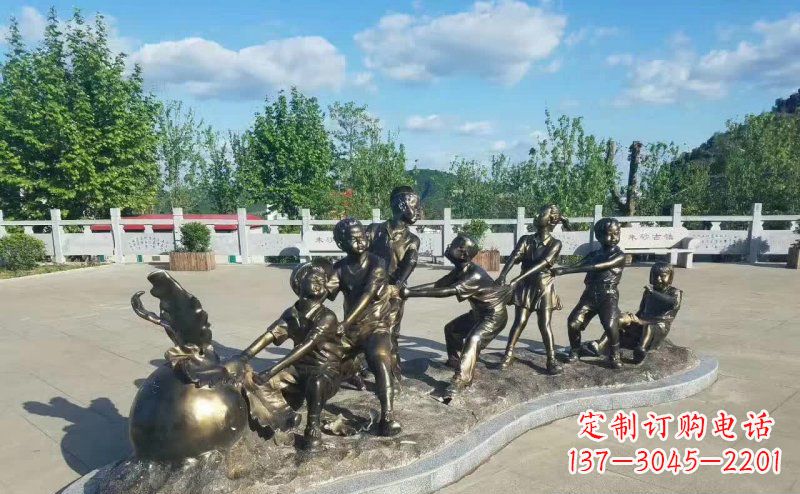 金华拔萝卜人物铜雕 (2)