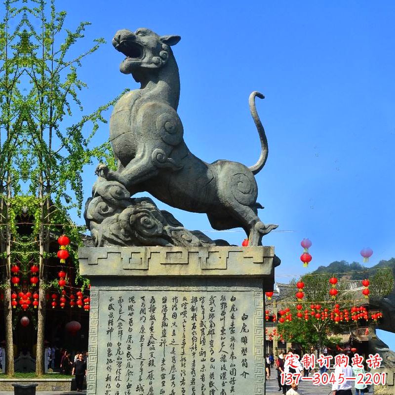 金华白虎铜雕景观雕塑-景区园林神兽动物标识