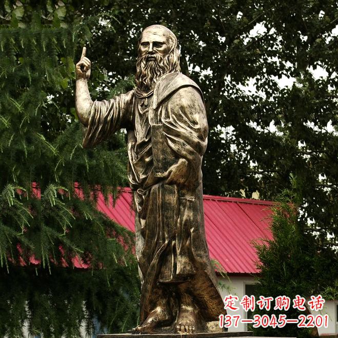 金华柏拉图玻璃钢仿铜雕像-古希腊哲学家雕塑