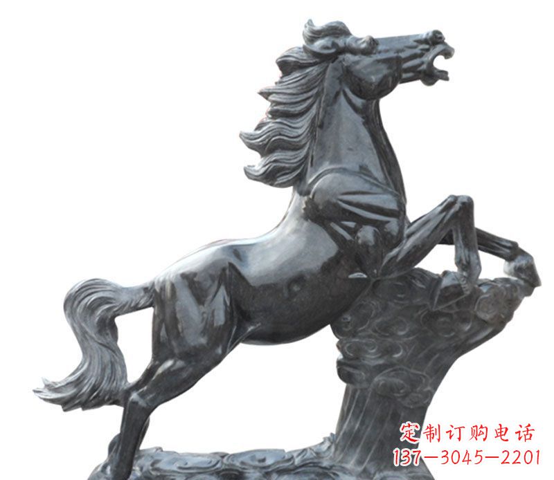 金华奔跑黑马石雕公园动物摆件