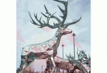 金华大型不锈钢梅花鹿摆件雕塑