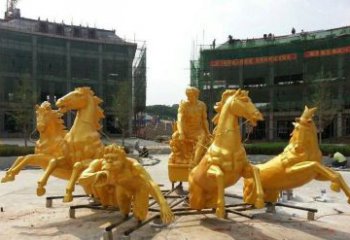 金华阿波罗战车玻璃钢仿铜景观雕塑 