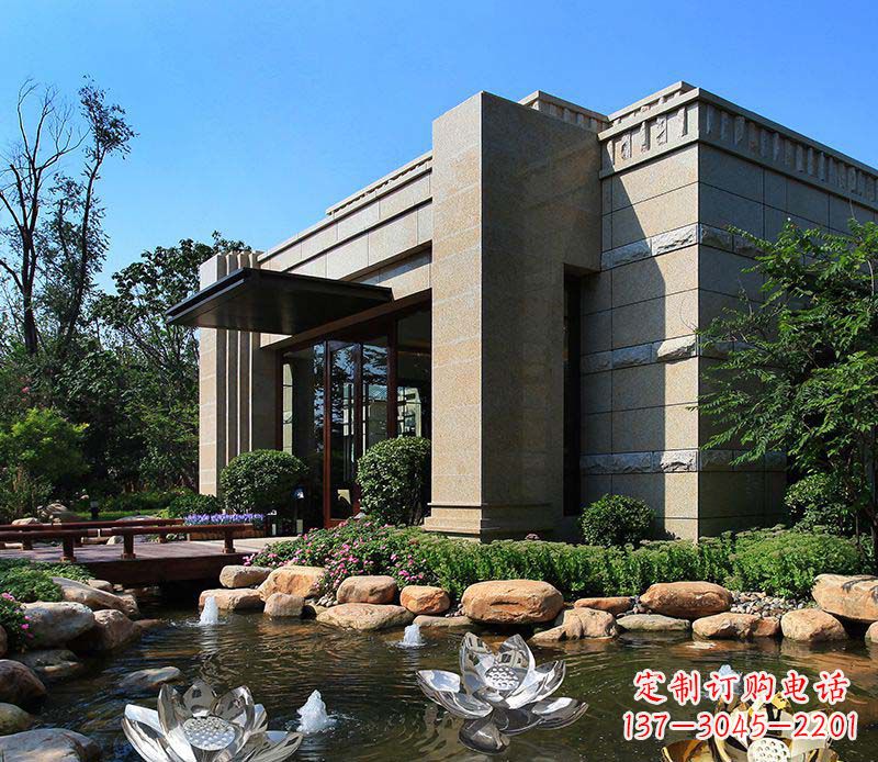 金华别墅不锈钢镜面莲花雕塑