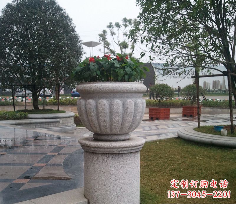 金华别墅景观大理石花盆石雕 (2)