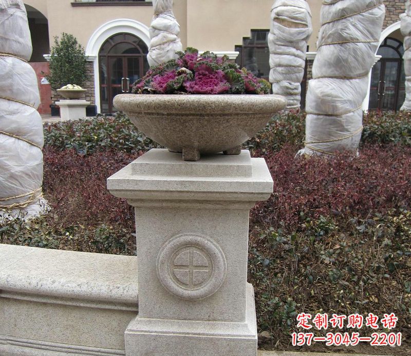金华别墅景观大理石花盆石雕_2