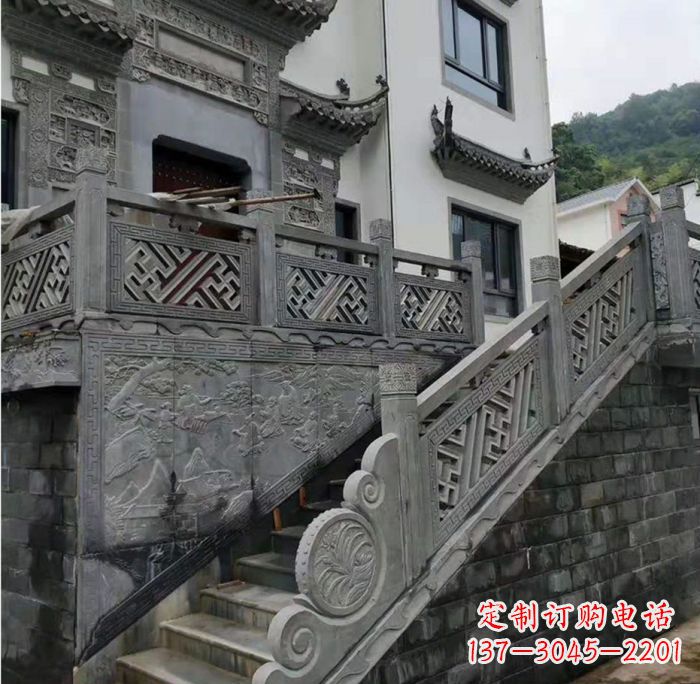 金华别墅景观仿古石雕栏板_2