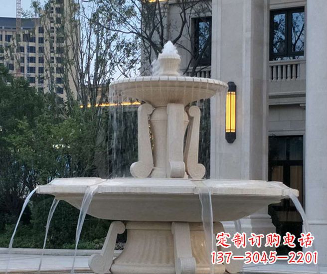 金华别墅景观汉白玉喷泉石雕 (2)