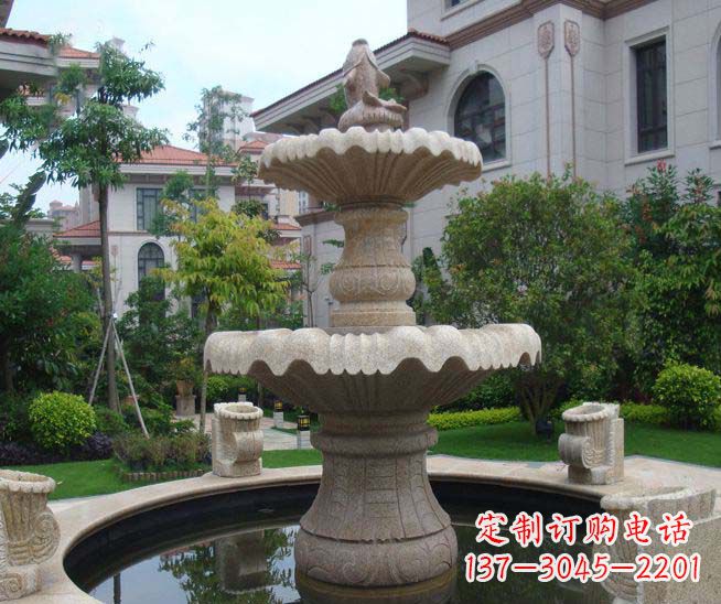 金华别墅景观石雕多层喷泉雕塑