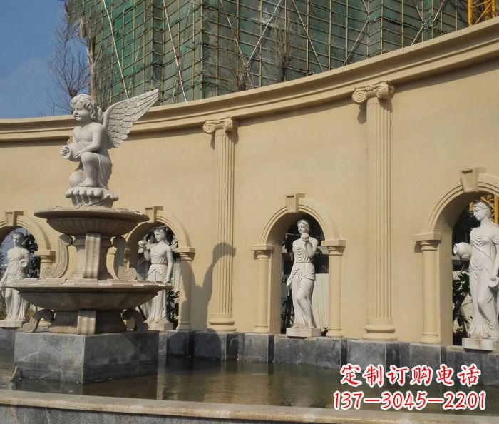 金华别墅景观天使喷泉石雕 (3)