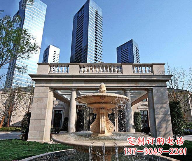 金华别墅景观晚霞红喷泉石雕 (2)