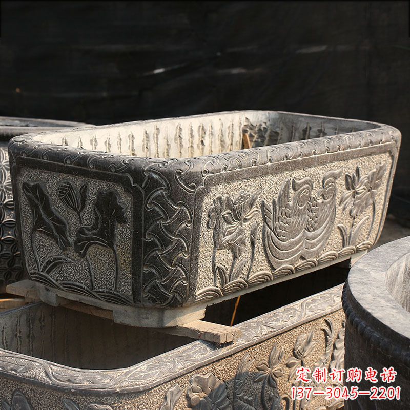 金华别墅石雕槽水缸