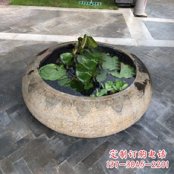 金华别墅庭院仿古做旧石雕鱼缸