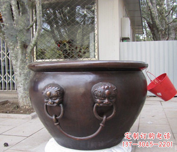 金华招财进宝水缸铜雕塑摆件