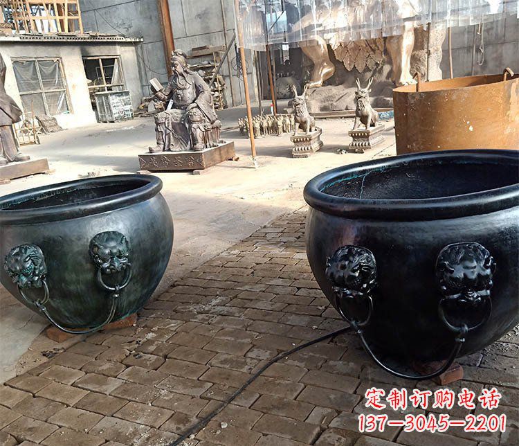 金华别墅招财水缸铜雕塑摆件 (3)