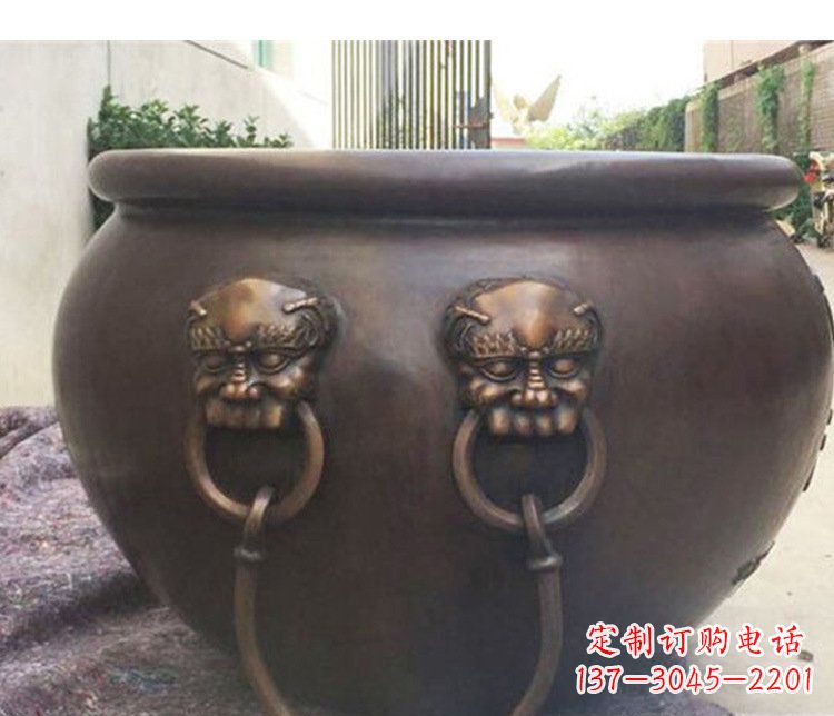金华别墅招财水缸铜雕塑摆件