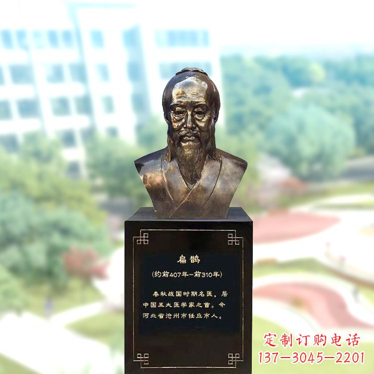 金华玻璃钢扁鹊著名医生半身像雕塑