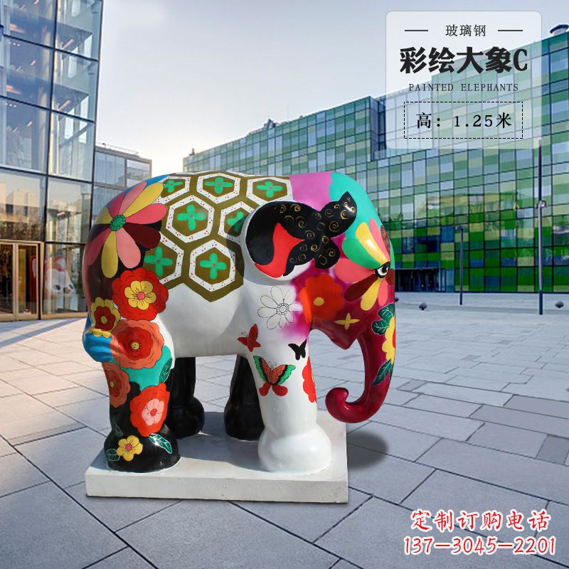 金华玻璃钢彩绘大象雕像让大象变得更加活跃