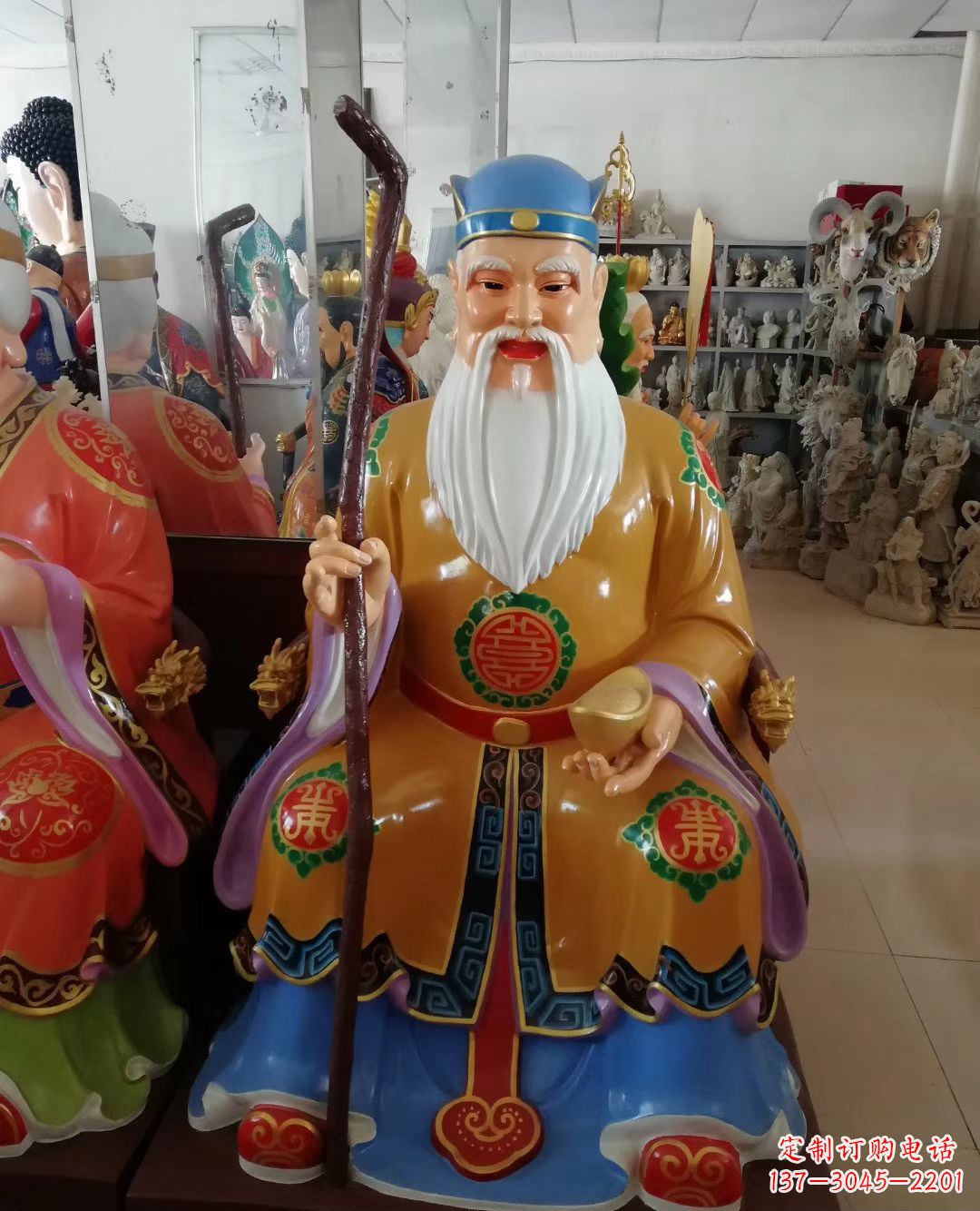 金华玻璃钢彩绘土地公神像精美的艺术品