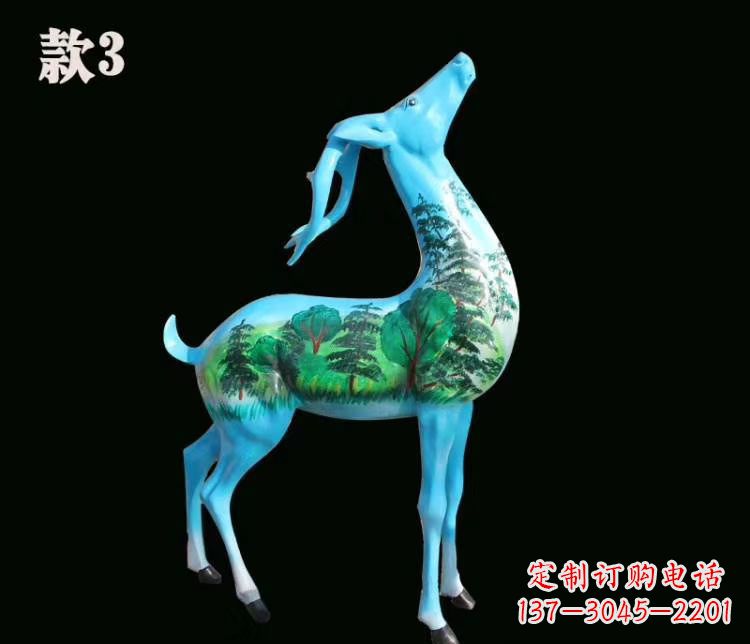 金华玻璃钢彩绘艺术小鹿雕塑精美的艺术品