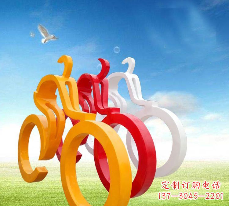 金华玻璃钢抽象骑自行车人物