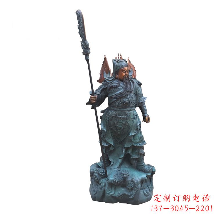 金华玻璃钢仿铜彩绘关公像