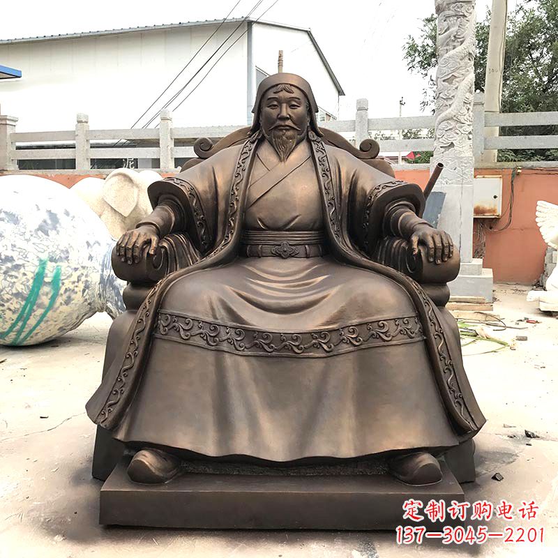 金华成吉思汗玻璃钢仿铜雕塑