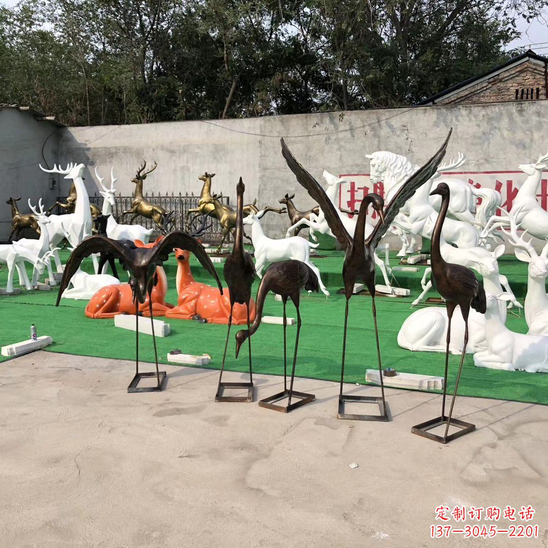金华玻璃钢仿铜雕塑仙鹤