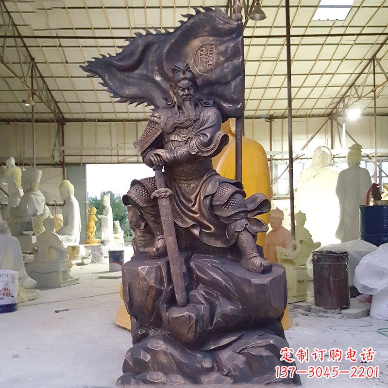 金华玻璃钢仿铜关公雕塑传承中国传统文化