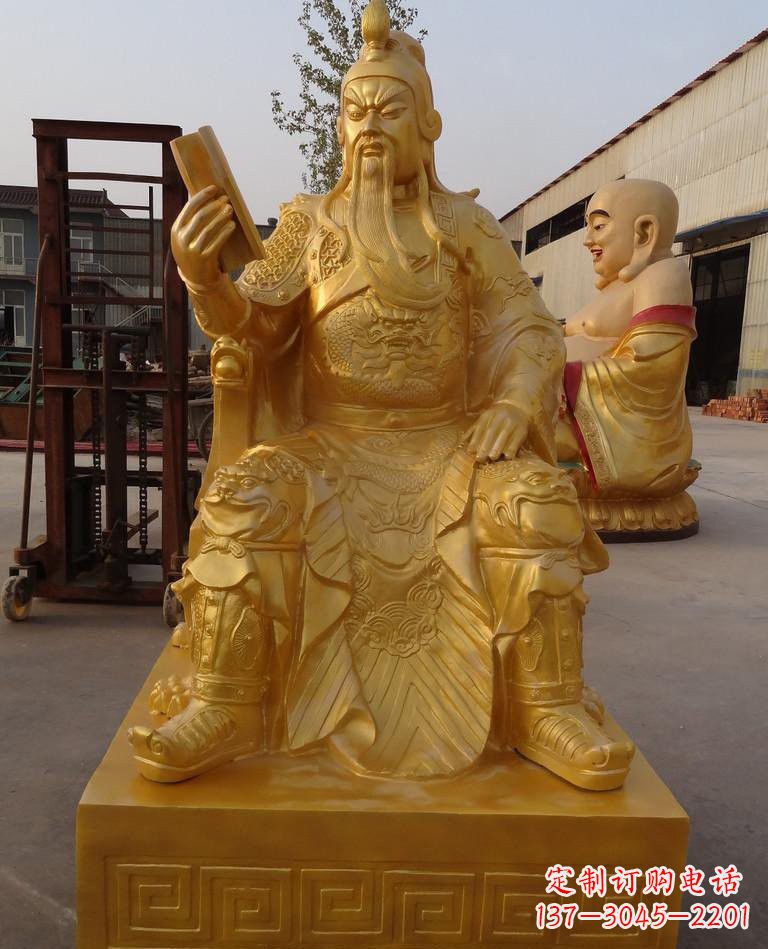 金华玻璃钢仿铜关公雕塑——传承春秋精神