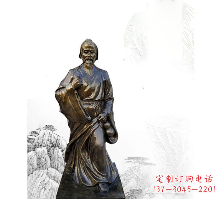 金华玻璃钢仿铜华佗雕塑