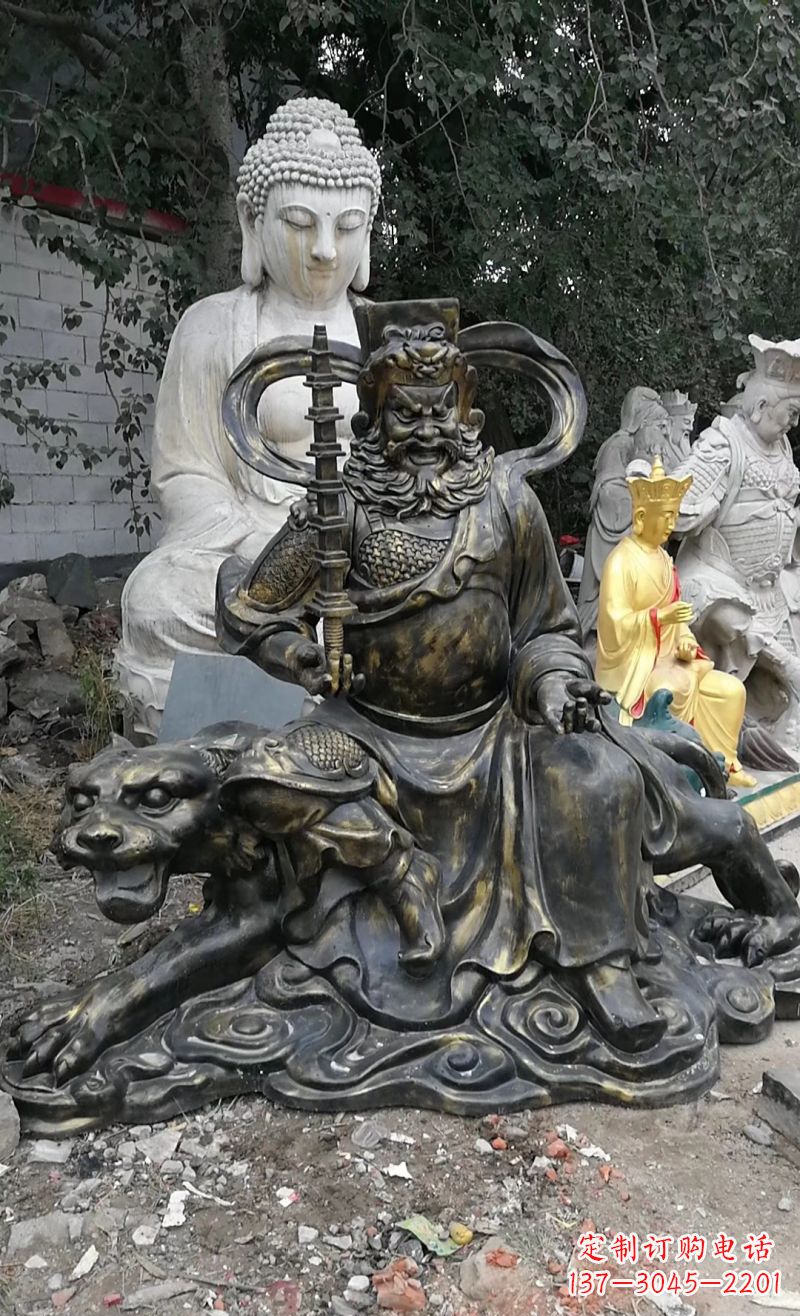 金华玻璃钢仿铜赵公明雕塑