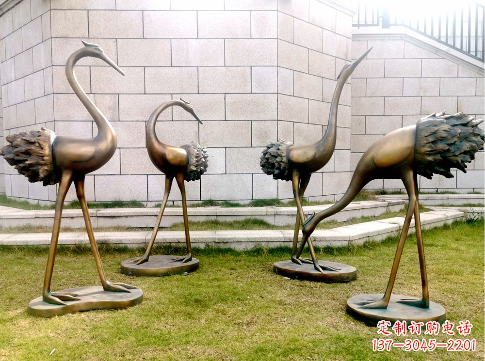 金华玻璃钢仿铜仙鹤雕塑