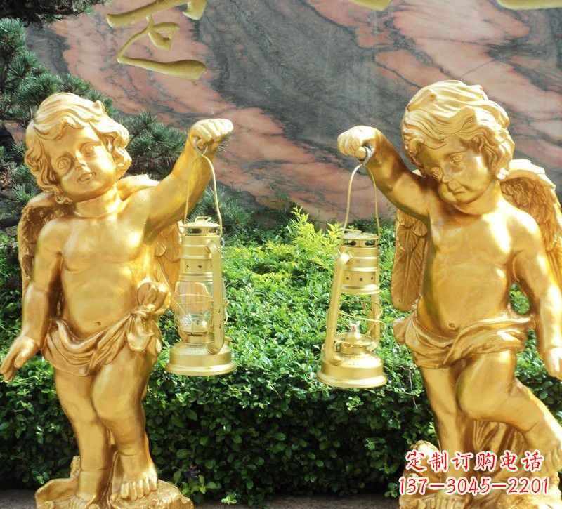 金华玻璃钢仿铜小天使路灯陪伴你安全回家
