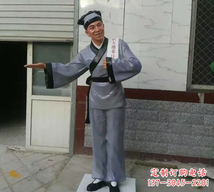 金华精致玻璃钢店小二雕塑