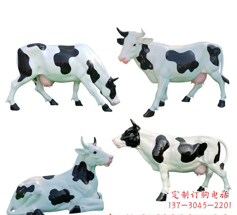 金华玻璃钢仿真奶牛雕塑精美的艺术品