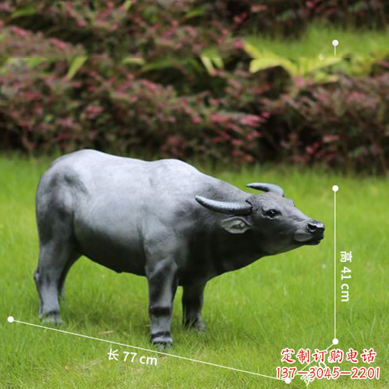 金华玻璃钢仿真水牛-公园草坪动物雕塑摆件