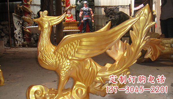 金华玻璃钢凤凰仿铜动物雕塑传承传统文化