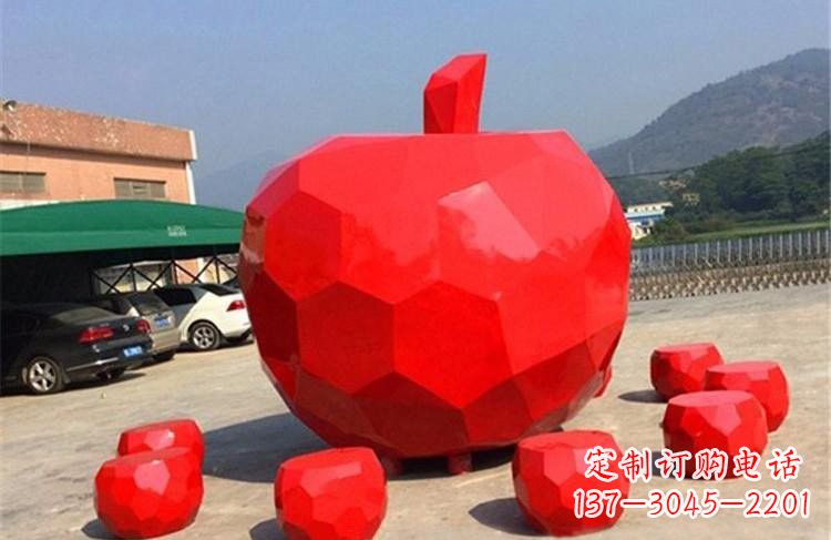 金华玻璃钢公园彩绘几何苹果雕塑
