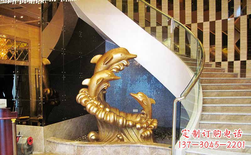 金华玻璃钢海豚雕塑精美的艺术精品