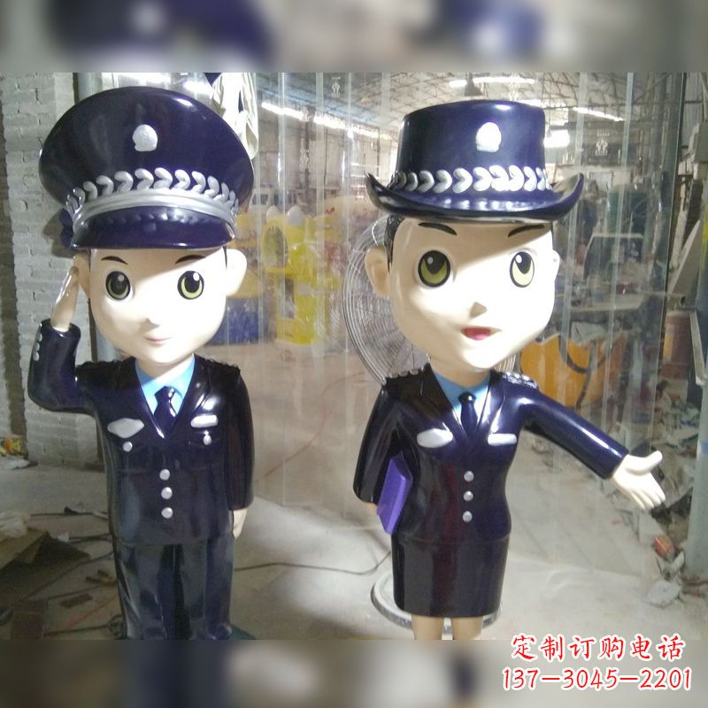 金华玻璃钢卡通警察雕塑