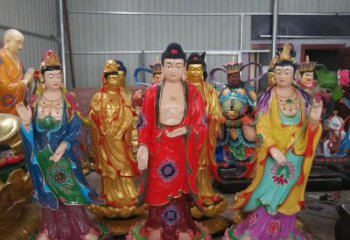 金华玻璃钢佛像彩绘西方三圣雕塑