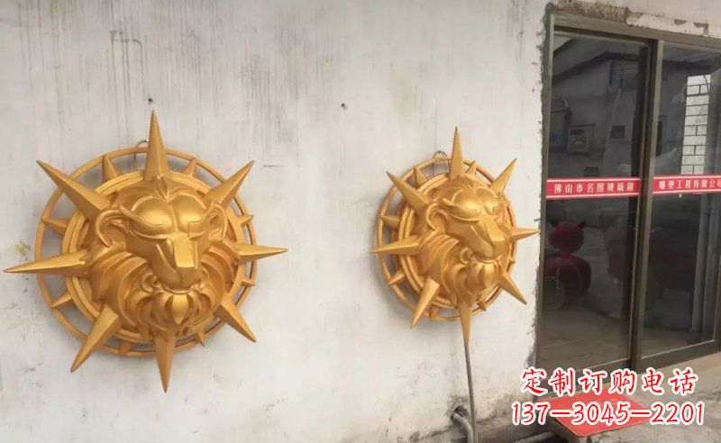 金华玻璃钢狮子头雕塑——精美景观装置