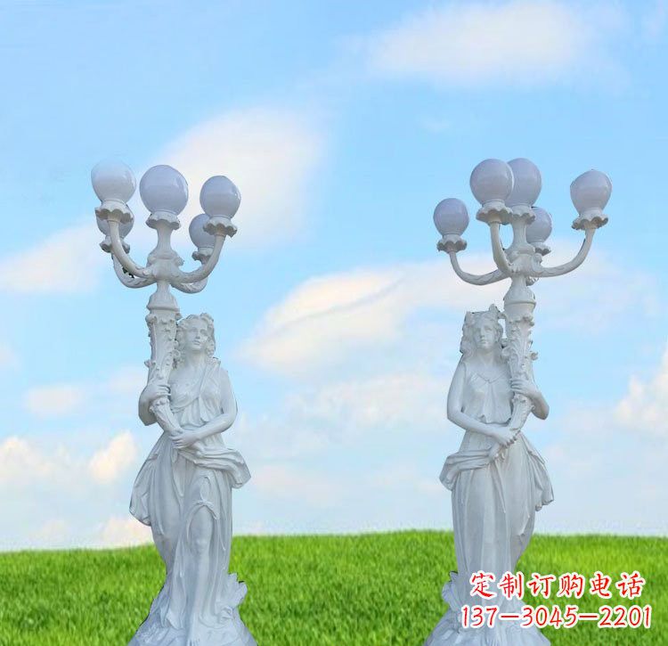 金华美女雕塑玻璃钢西方美女路灯的艺术精髓