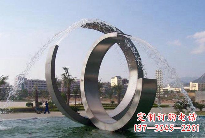 金华不锈钢C形喷泉雕塑精美雕塑艺术
