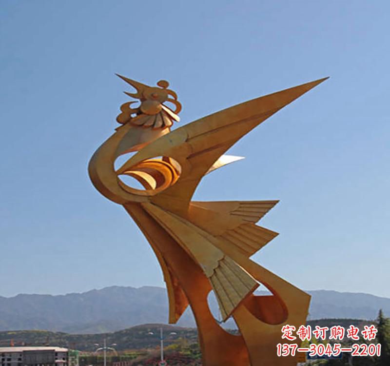 金华不锈钢凤凰雕塑传承瑞雪兆丰年